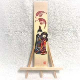 【切り絵】ひな祭り 扇子舞うお雛様とお内裏様 色紙　ハンドメイド インテリア(アート/写真)