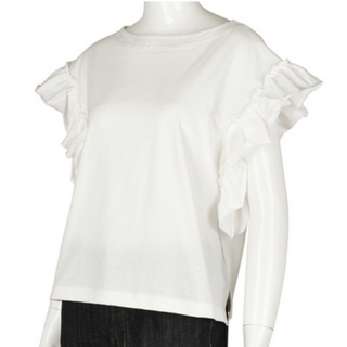 ジーユー(GU)のGU フリルスリーブクルーネックT  白　ホワイト(Tシャツ(半袖/袖なし))