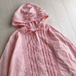 ピンクハウス(PINK HOUSE)のピンクハウス チェック柄 ピンタック ピコフリル フード付き ブラウス(シャツ/ブラウス(長袖/七分))