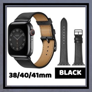 アップルウォッチ(Apple Watch)のApple Watch   バンド 合皮 38/40/41mm   ブラック(レザーベルト)