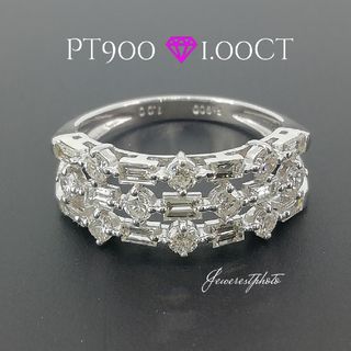 Pt900✨ダイヤ1.00ct✨リング◇バケット&ブリリアントが素敵なリング✨(リング(指輪))