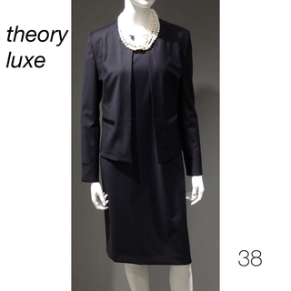 セオリーリュクス(Theory luxe)のtheoryluxe EXECUTIVE 半袖ワンピース 38 ネイビー(ひざ丈ワンピース)