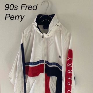 フレッドペリー(FRED PERRY)の90sFredPerryフレッドペリーナイロンジャケットメンズ長袖ホワイト白L(ナイロンジャケット)