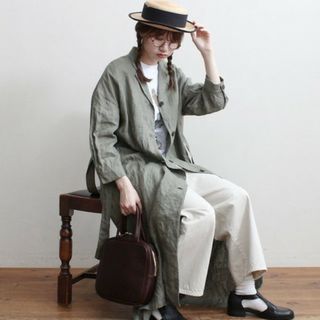 アトリエドゥサボン(l'atelier du savon)のLINEN　開襟ワンピース(ロングワンピース/マキシワンピース)