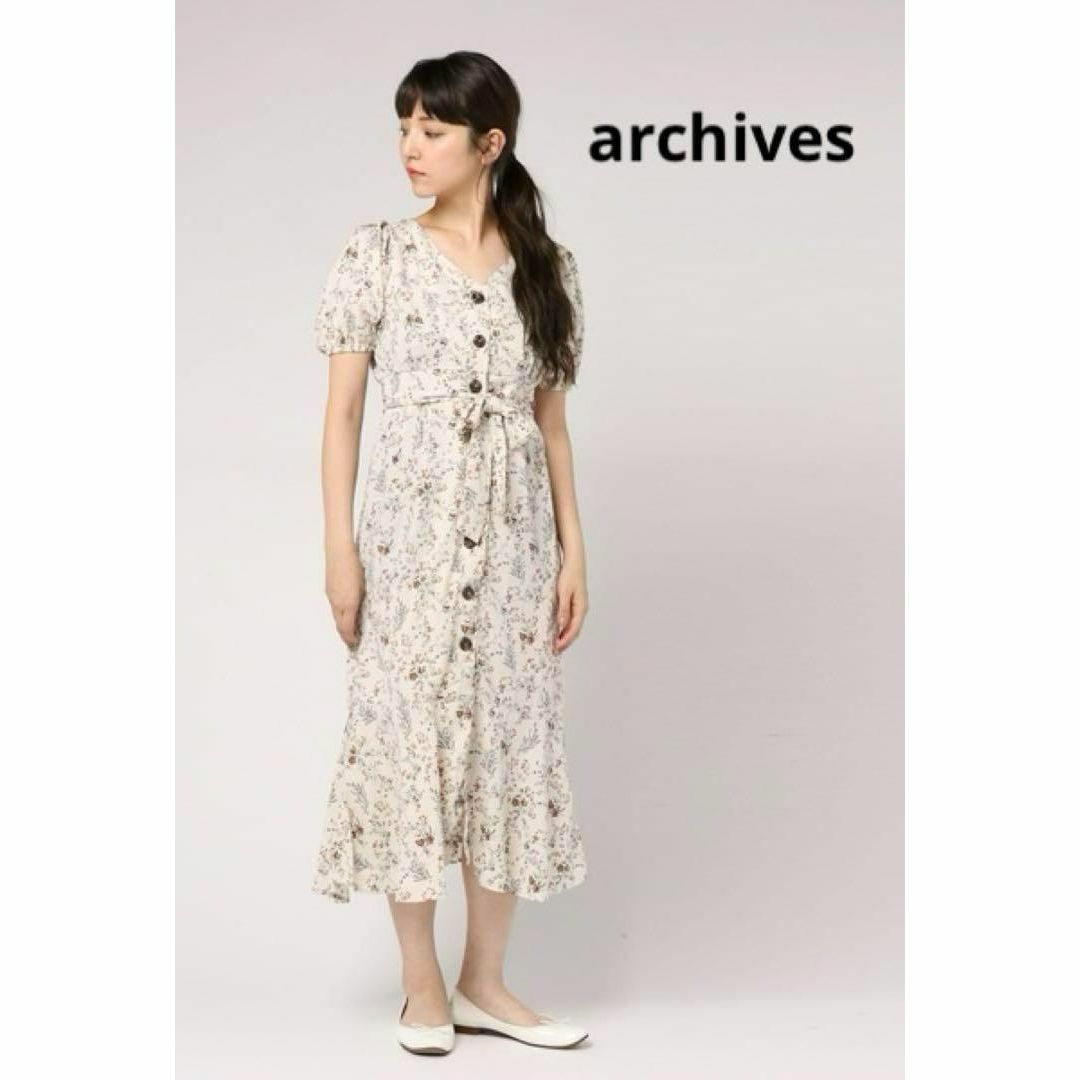 archives(アルシーヴ)のアルシーヴ archives 花柄前開きマーメイドロングワンピース レディースのワンピース(ロングワンピース/マキシワンピース)の商品写真