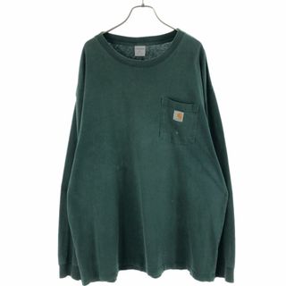 カーハート(carhartt)のカーハート 長袖 Tシャツ XL グリーン Carhartt ポケット付き メンズ 古着 【240225】(Tシャツ/カットソー(七分/長袖))