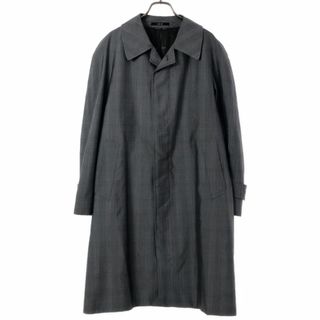 ダックス(DAKS)のダックス チェック 長袖 ステンカラーコート 95.5A4 グレー DAKS メンズ 古着 【240225】(ステンカラーコート)