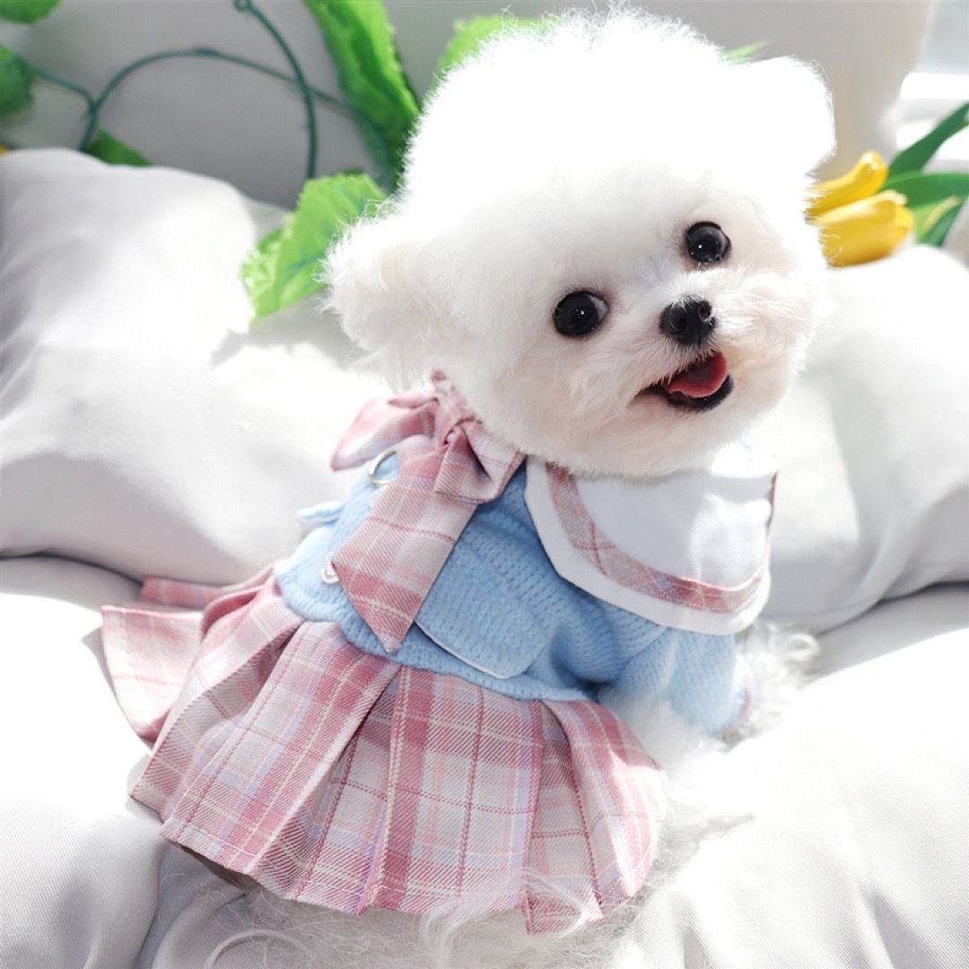 【新品】可愛い♡制服チェックワンピース　犬服　ハーネス　ドッグウェア　S M L その他のペット用品(犬)の商品写真