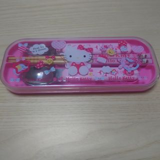 ハローキティ(ハローキティ)のキティちゃん　Kittyカトラリーセット　お弁当　スプーン　フォーク　箸(キャラクターグッズ)