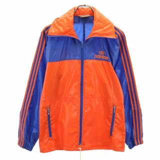 アディダス(adidas)のアディダス 70s デサント製 トレフォイルロゴ ヴィンテージ 長袖 ナイロンジャケット M オレンジ×ブルー adidas メンズ 古着 【240225】(ナイロンジャケット)