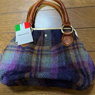 新品FATTORIA  LA MODA ITALIANO ウールチェックバッグ(ハンドバッグ)