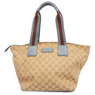 グッチ(Gucci)の【4fd3785】グッチ トートバッグ/GGキャンバス/131230/キャンバス/ブルー/ベージュ/シルバー金具 【中古】 レディース(トートバッグ)