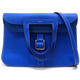 エルメス(Hermes)の【★HERMES★】エルメス　『アルザン/Halzan 31』　ブルーイドラ/トリヨンクレマンス/シルバー金具/ハンドバック/ショルダーバッグ/クラッチバッグ/Halzan/Blue Hydra/Taurillon Clemence　36712k024.4　＠(ハンドバッグ)