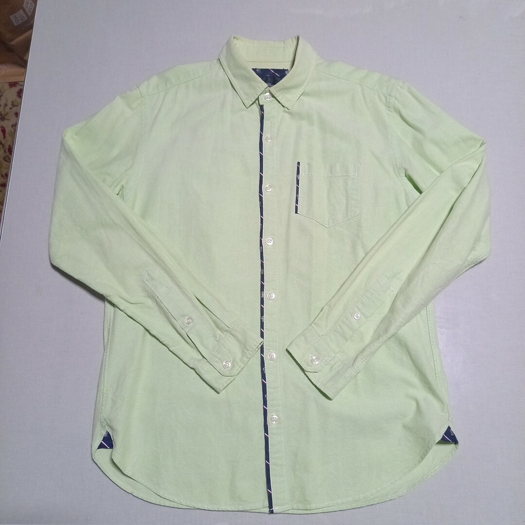 THE SHOP TKMIXPICE綿シャツ長袖薄緑L新品同様 メンズのトップス(シャツ)の商品写真