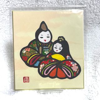 【切り絵】ひな祭り お雛様とお内裏様 ミニ色紙⑤(アート/写真)