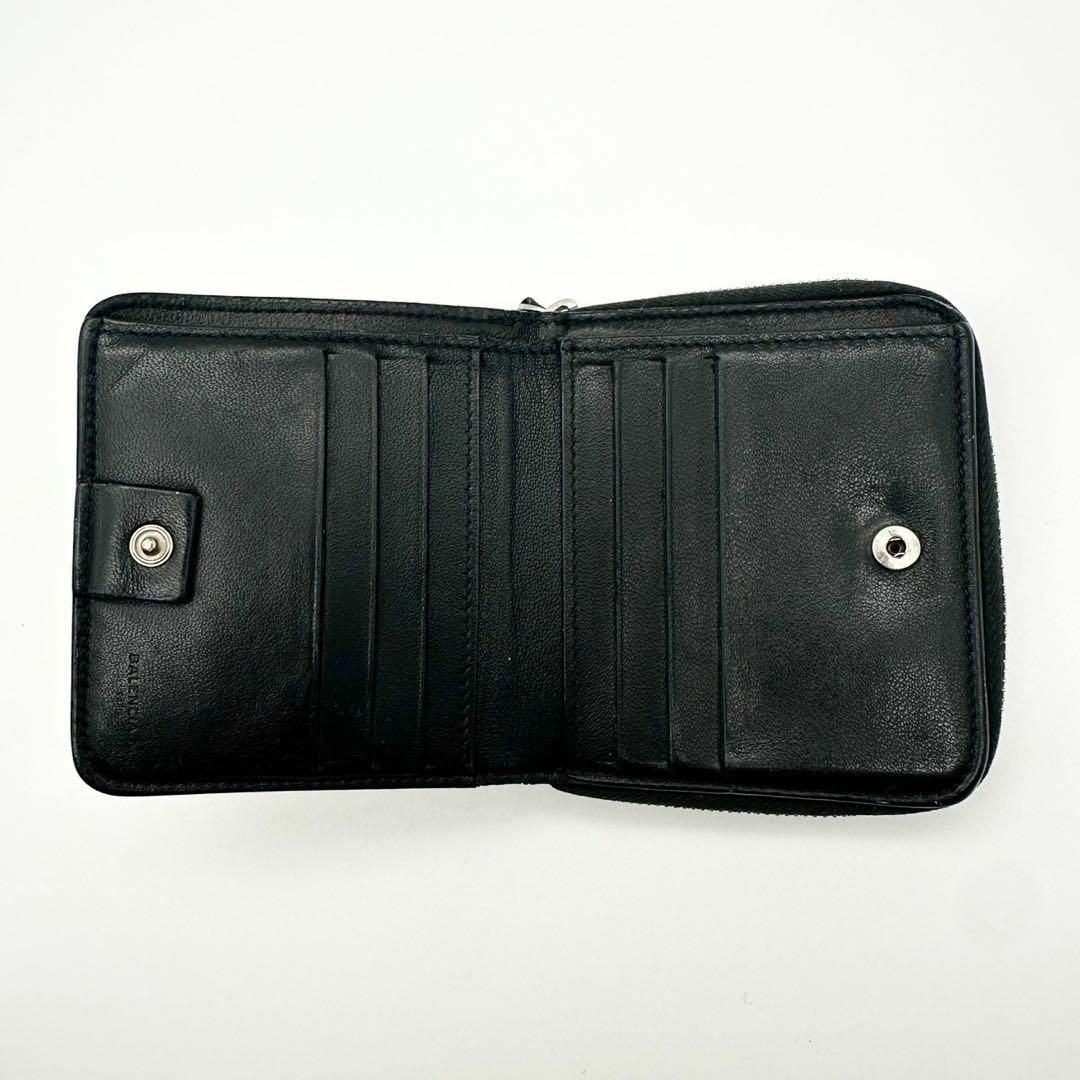 【人気】バレンシアガ 二つ折り財布 ブラック カーフスキン ユニセックス