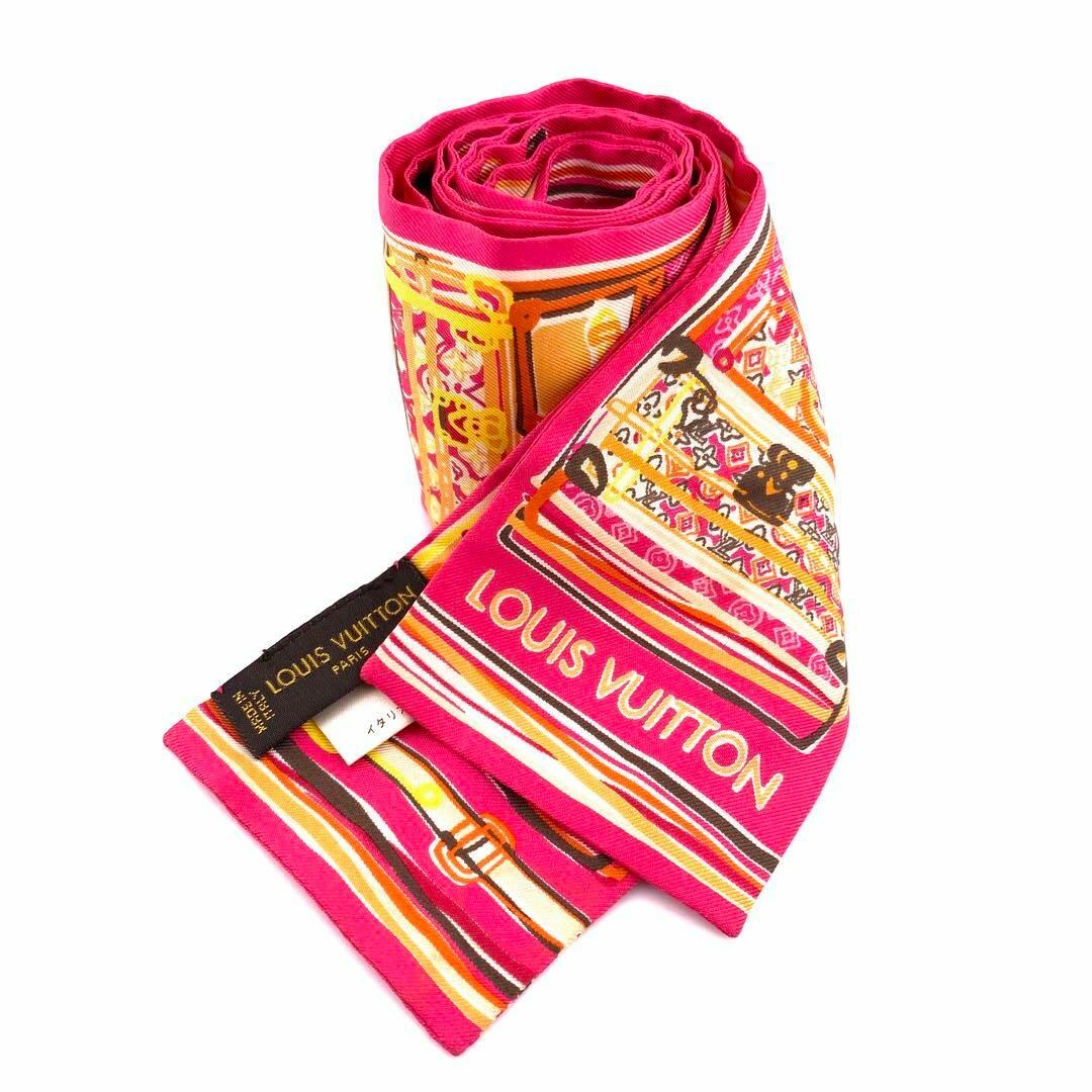 LOUIS VUITTON(ルイヴィトン)のルイヴィトン　400505 バンドー　スカーフ　ストール　レディース　柄 ピンク レディースのファッション小物(バンダナ/スカーフ)の商品写真