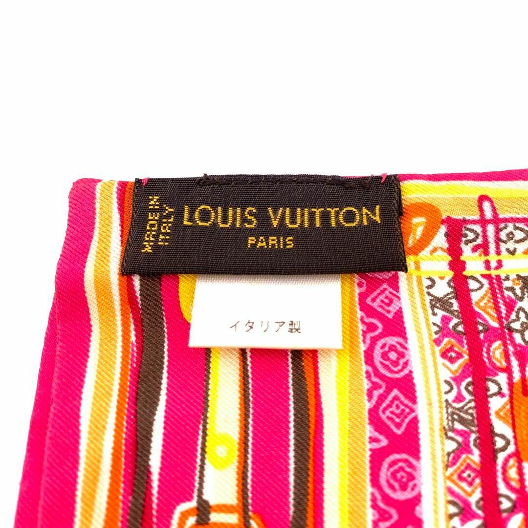 LOUIS VUITTON(ルイヴィトン)のルイヴィトン　400505 バンドー　スカーフ　ストール　レディース　柄 ピンク レディースのファッション小物(バンダナ/スカーフ)の商品写真