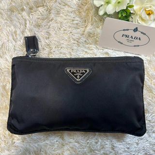 PRADA - 美品 プラダ ポーチ デニムキャンバス 化粧ポーチ 小物 ブルー 