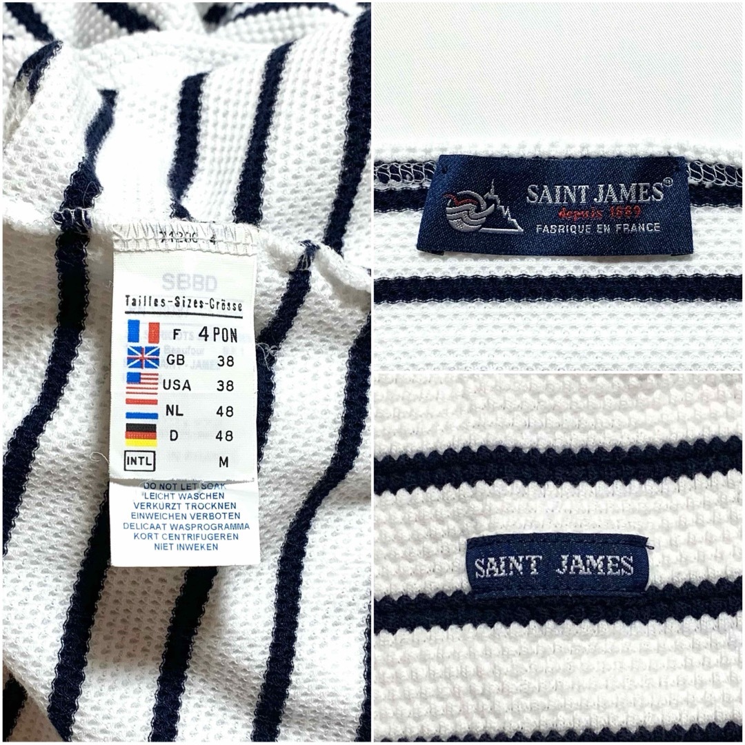 SAINT JAMES(セントジェームス)の美品 セントジェームス ウエッソン サーマル ボーダー バスクシャツ フランス製 メンズのトップス(Tシャツ/カットソー(七分/長袖))の商品写真