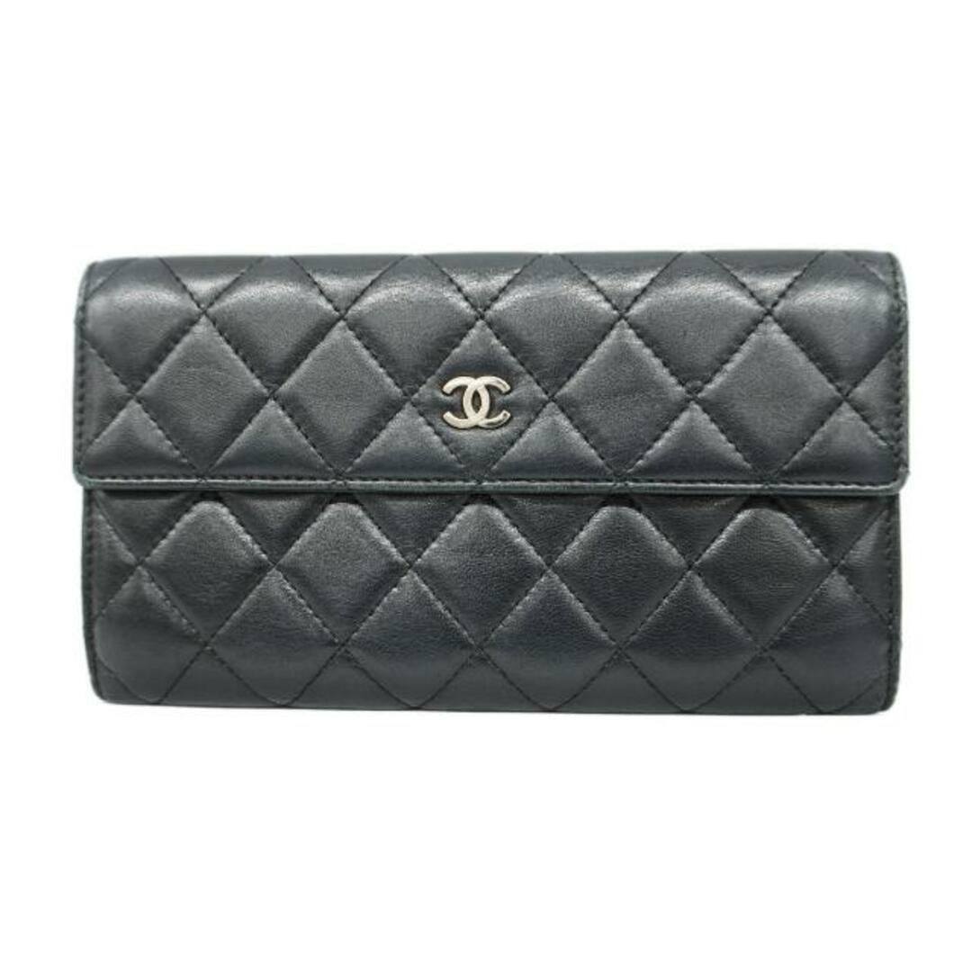 CHANEL(シャネル)の【4fd4125】シャネル 長財布/マトラッセ/ラムスキン/ブラック/シルバー金具 【中古】 レディース レディースのファッション小物(財布)の商品写真