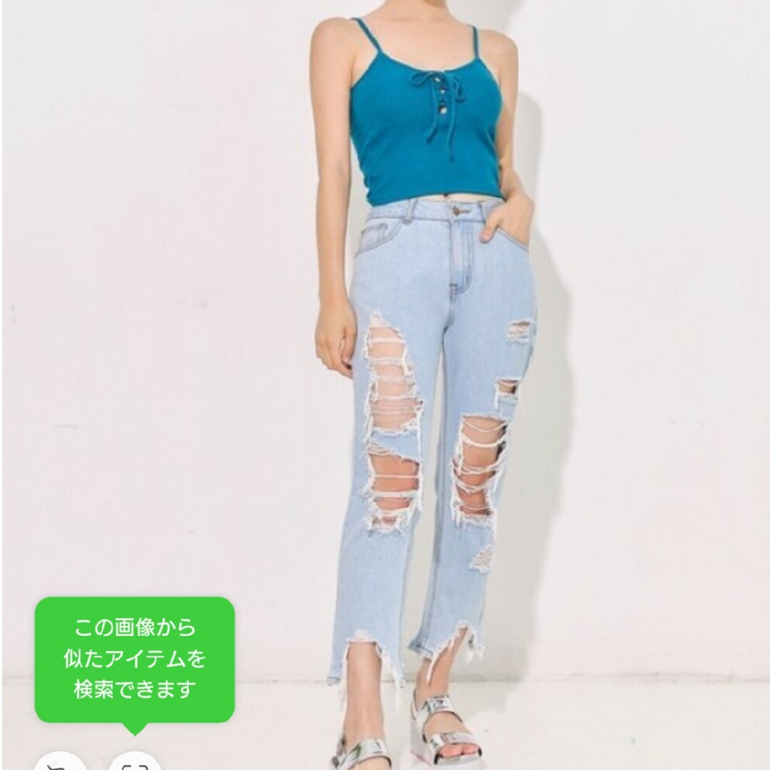 GRL(グレイル)のグレイル ダメージデニム Lサイズ レディースのパンツ(デニム/ジーンズ)の商品写真