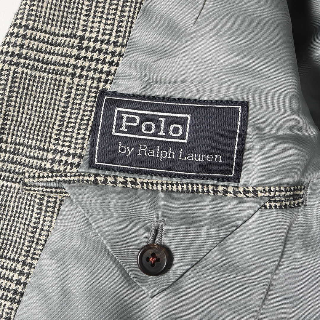 POLO RALPH LAUREN(ポロラルフローレン)のPOLO Ralph Lauren ポロ ラルフローレン ジャケット サイズ:96AB5(M位) 90s グレンチェック ウール 2つボタン テーラードジャケット ブラック オフホワイト 黒白 アウター ブレザー 上着【メンズ】【中古】 メンズのジャケット/アウター(テーラードジャケット)の商品写真