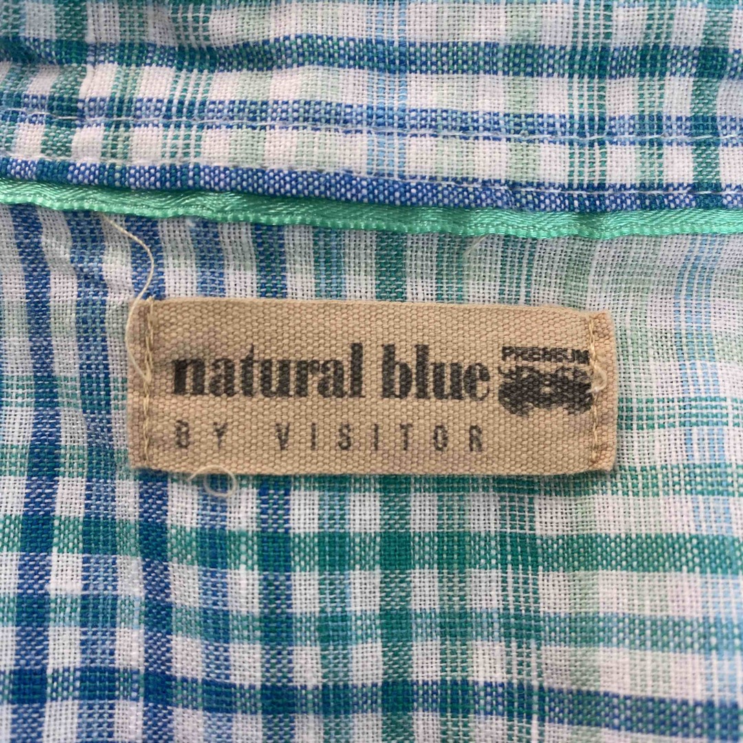 natural blue メンズ  シャツ チェック　ボタンダウン　ブルー メンズのトップス(シャツ)の商品写真