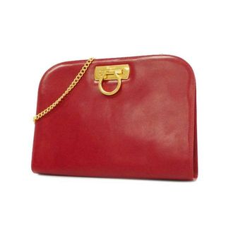 フェラガモ(Ferragamo)の★SALE 【4fd4097】サルヴァトーレフェラガモ ショルダーバッグ/ガンチーニ/レザー/レッド/ゴールド金具 【中古】 レディース(ショルダーバッグ)