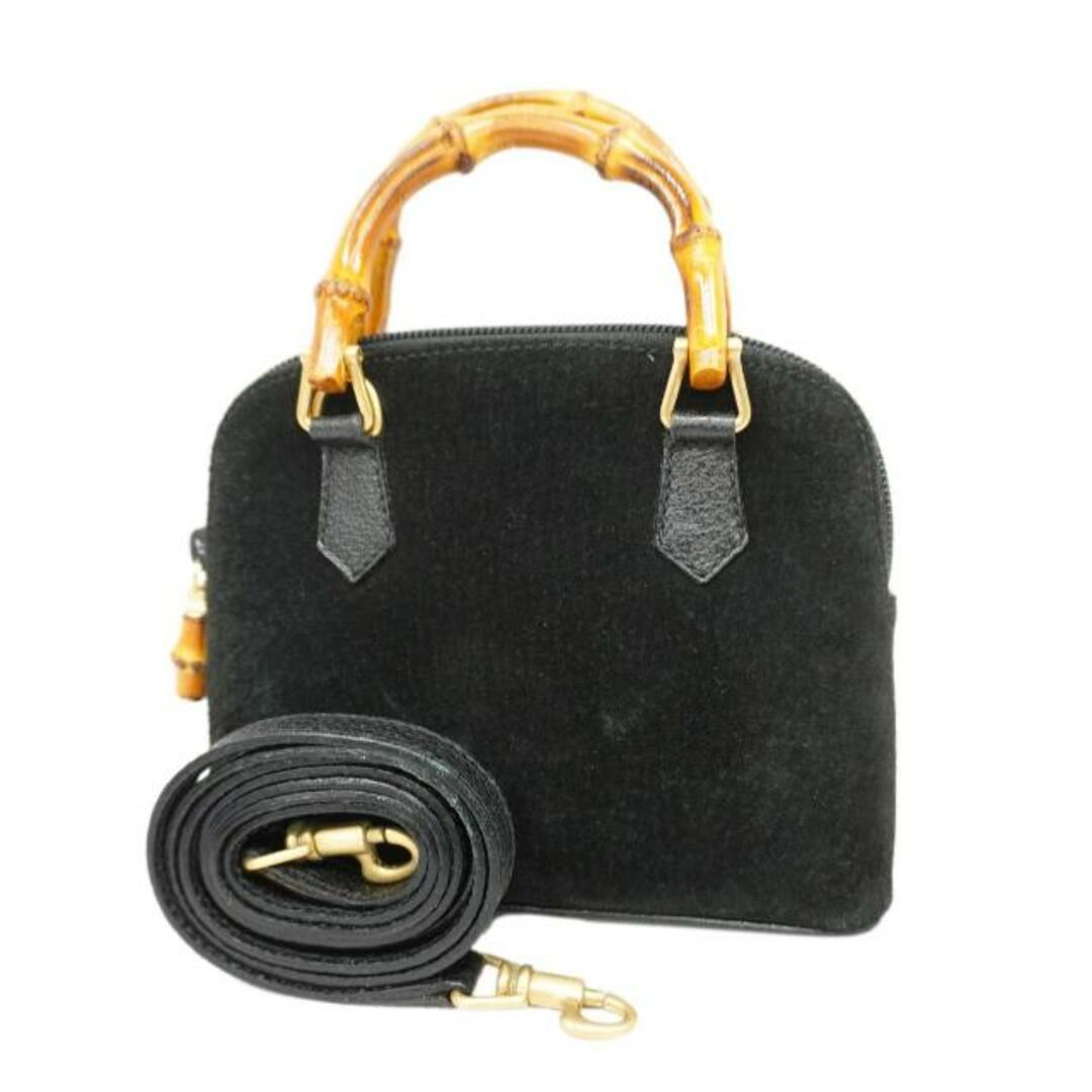 Gucci(グッチ)の【4fd4187】グッチ ツーウェイバッグ/バンブー/007 2032 0231/スウェード/ブラック/ゴールド金具 【中古】 レディース レディースのバッグ(その他)の商品写真