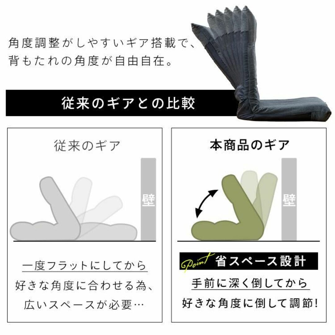 新品★座椅子 リクライニング 折りたたみ 6段階★カラー選択/kag インテリア/住まい/日用品の椅子/チェア(座椅子)の商品写真