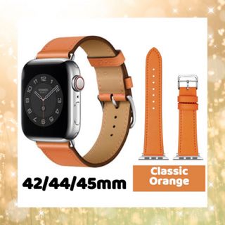 アップルウォッチ(Apple Watch)のApple Watch  バンド 合皮 42/44/45mm クラシックオレンジ(レザーベルト)