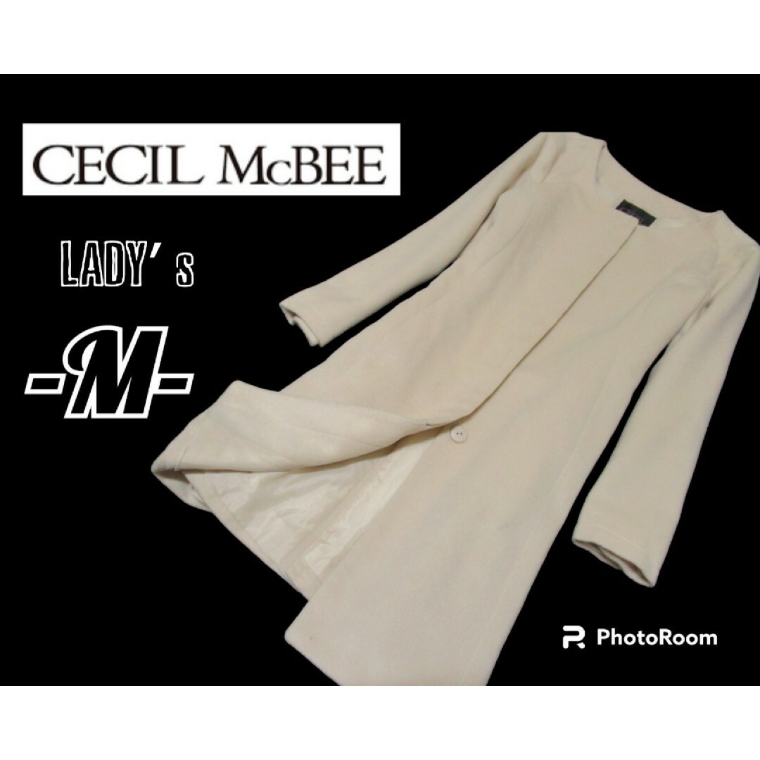 CECIL McBEE(セシルマクビー)のレディースM◇CECIL MC BEE◇ノーカラーコート レディースのジャケット/アウター(ロングコート)の商品写真