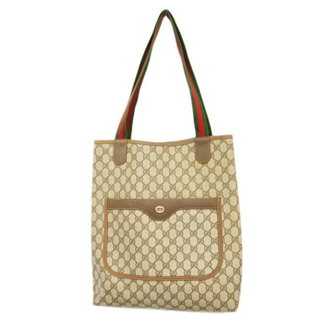 Gucci(グッチ)の【4fd4318】グッチ トートバッグ/GGスプリーム/シェリーライン/40 02 003/PVC/ブラウン/ゴールド金具 【中古】 レディース レディースのバッグ(トートバッグ)の商品写真