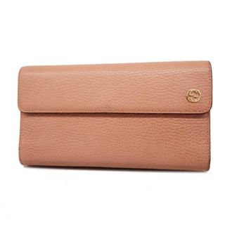 グッチ(Gucci)の【4fd4399】グッチ 三つ折り長財布/インターロッキングG/レザー/ピンク/ゴールド金具 【中古】 レディース(財布)