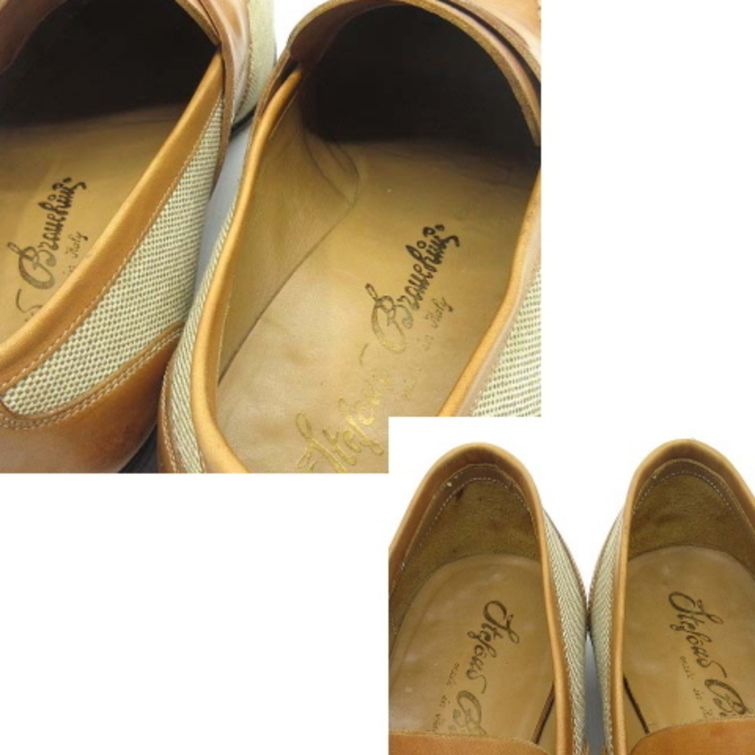 STEFANO BRANCHINI(ステファノブランキーニ)のステファノブランキーニ コインローファー キャンバス レザー 6.5 イタリア製 メンズの靴/シューズ(スリッポン/モカシン)の商品写真