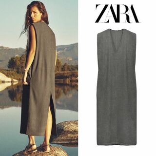 ザラ(ZARA)の10 ZARA ショルダーパッド入りワンピース L(ロングワンピース/マキシワンピース)