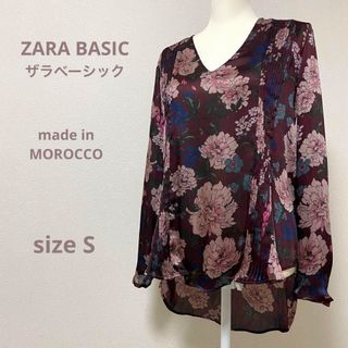 ザラ(ZARA)のZARAザラ 花柄ブラウス ワインレッド サイズS(シャツ/ブラウス(長袖/七分))