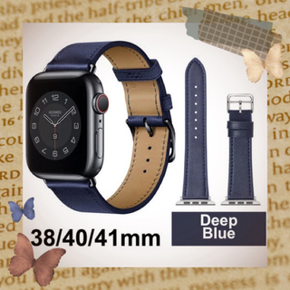 アップルウォッチ(Apple Watch)のApple Watch  バンド 合皮 38/40/41mm   ディープブルー(レザーベルト)