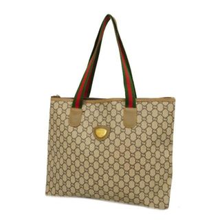 グッチ(Gucci)の【4fd4339】グッチ トートバッグ/GGスプリーム/シェリーライン/PVC/レザー/ブラウン/ゴールド金具 【中古】 レディース(トートバッグ)