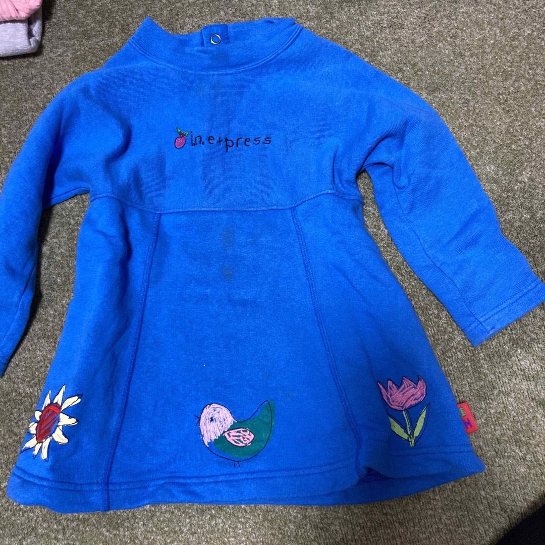 青ワンピース　95 キッズ/ベビー/マタニティのキッズ服女の子用(90cm~)(ワンピース)の商品写真