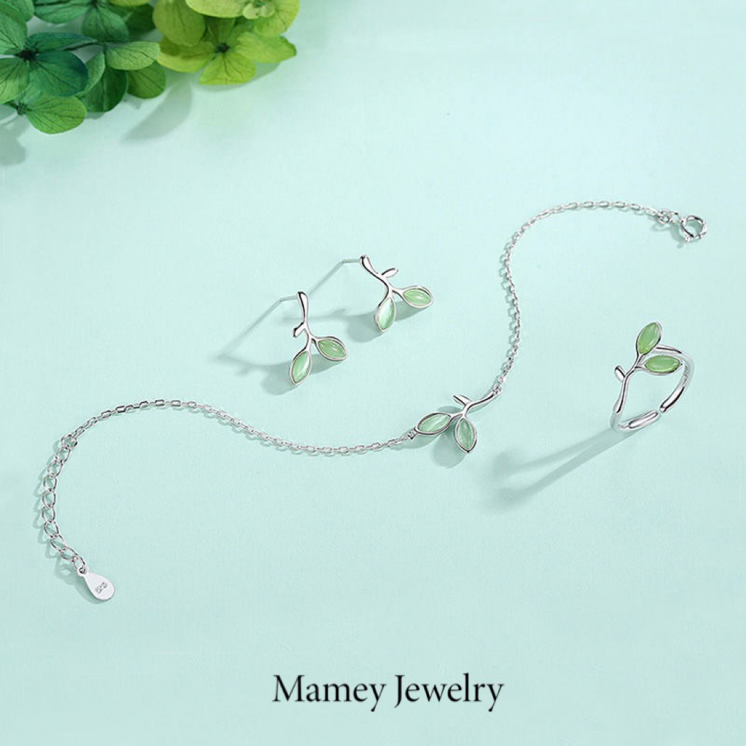 『スーパーお得なセット』　Mamey Jewelry 猫眼石、葉のプレゼント レディースのアクセサリー(ブレスレット/バングル)の商品写真