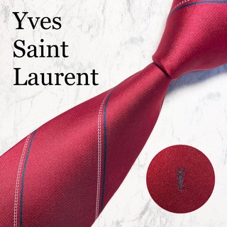 イヴサンローラン(Yves Saint Laurent)のYves Saint Laurent ネクタイ　YSL ストライプ　レッド(ネクタイ)