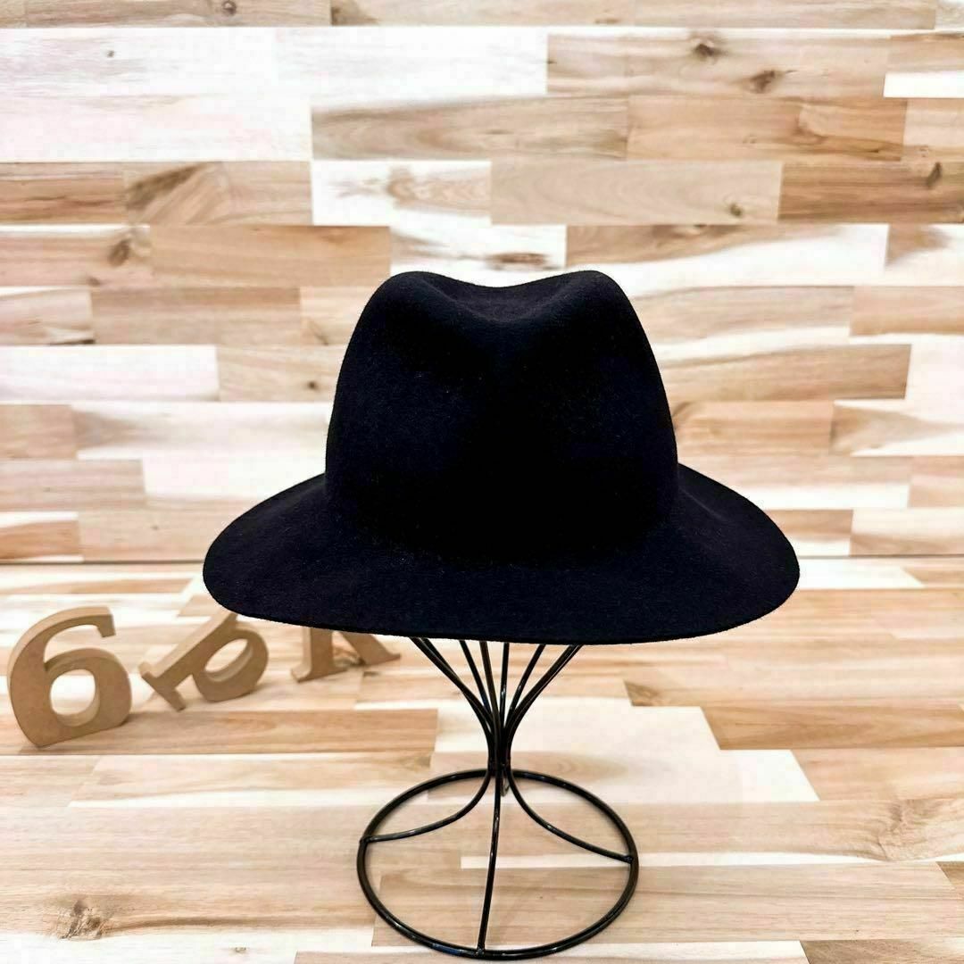 CA4LA(カシラ)の【カシラ】CA4LA シンプル 中折れハット ラビットファー100% M 黒×茶 レディースの帽子(ハット)の商品写真