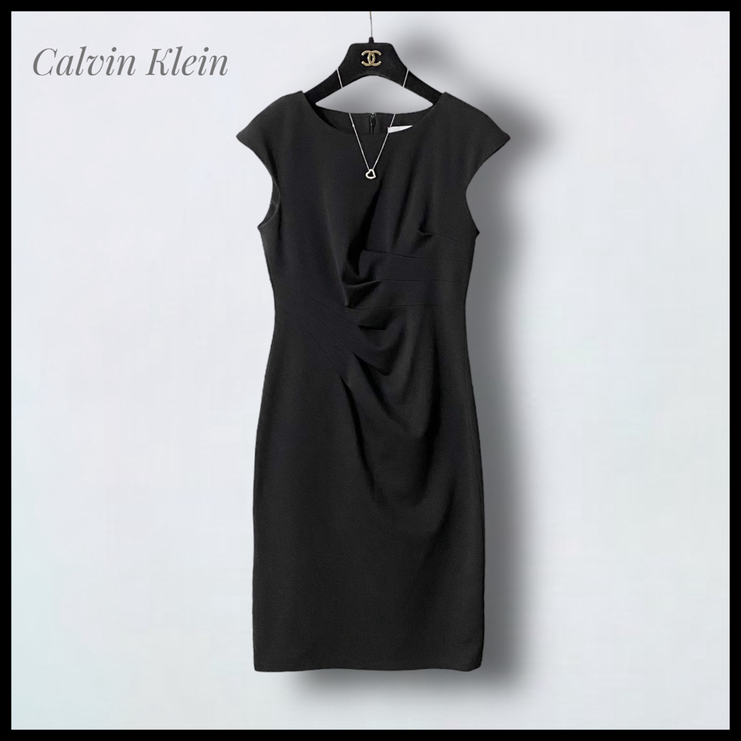 Calvin Klein(カルバンクライン)の【Calvin Klein】 ウエストドレープワンピース  ドレス レディースのワンピース(ひざ丈ワンピース)の商品写真