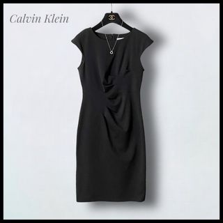 カルバンクライン(Calvin Klein)の【Calvin Klein】 ウエストドレープワンピース  ドレス(ひざ丈ワンピース)