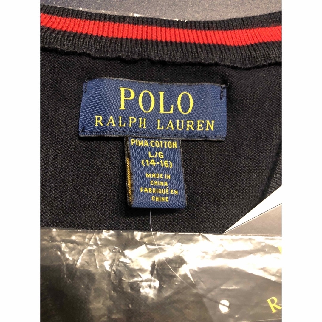 POLO RALPH LAUREN(ポロラルフローレン)のPOLO RALPH LAUREN 薄手紺ﾍﾞｽﾄ Boys L14-16 キッズ/ベビー/マタニティのキッズ服男の子用(90cm~)(ニット)の商品写真