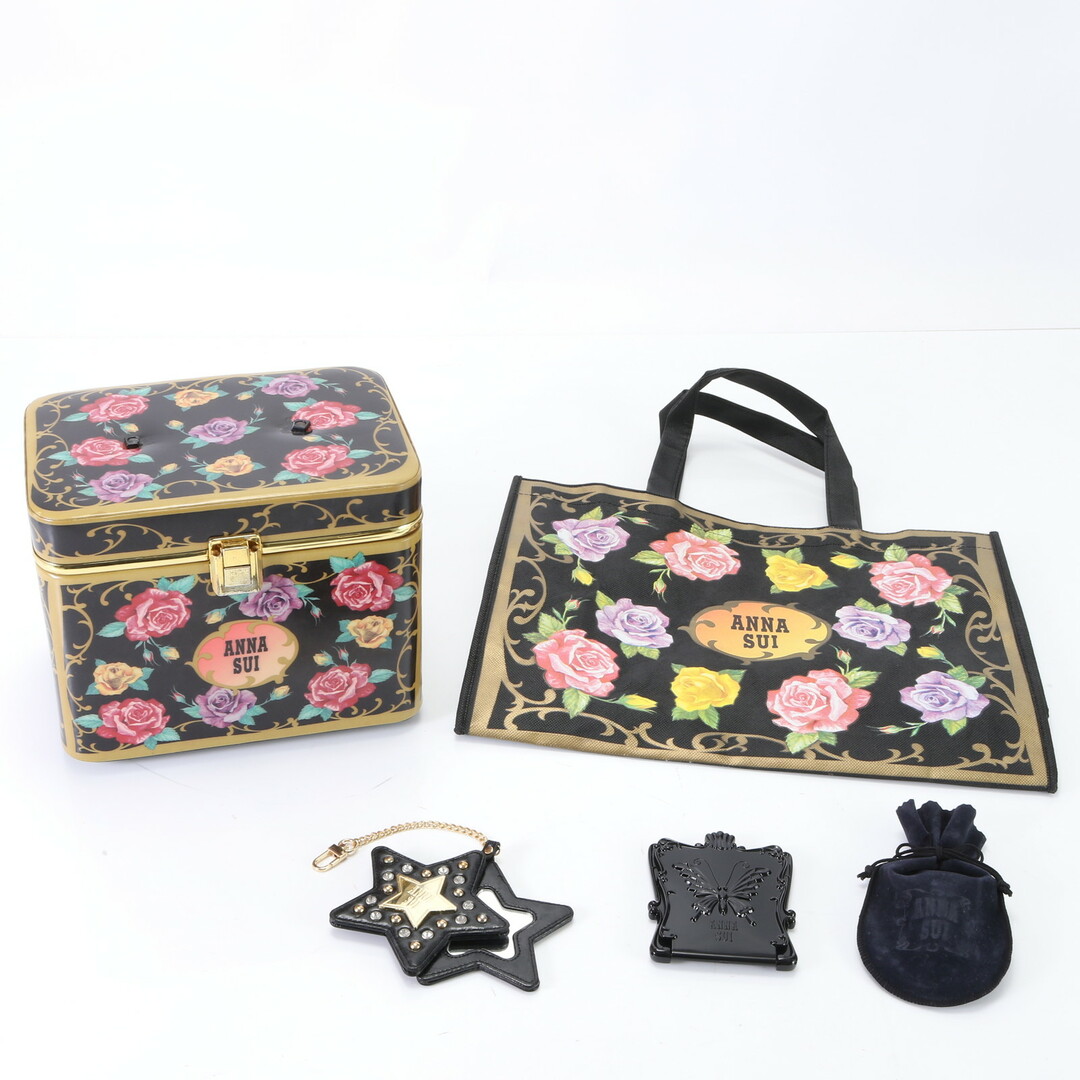 ANNA SUI(アナスイ)のまとめ 5点 セット ANNA SUI アナスイ メイクボックス バニティ 手鏡 ハサミ ピンセット トート バッグ レディース EEM P10-6 レディースのバッグ(ハンドバッグ)の商品写真