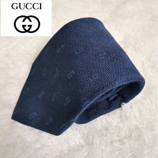 グッチ(Gucci)の★良品★グッチネクタイ　Ｇマーク柄　ブルー　ハイブランド(ネクタイ)