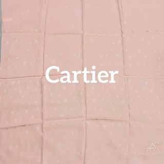 カルティエ(Cartier)の極美品 ★Cartier★ スカーフ パンテール ロゴ シルク ピンク(バンダナ/スカーフ)